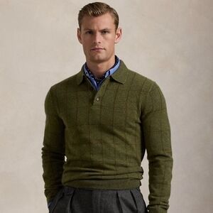 Polo Ralph Lauren Plaid Wool-Cashmere  Polo Sweater